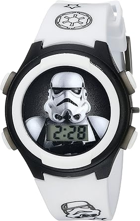 Star Wars Kids' Stormtrooper Digital Display LCD Quartz White Watch for Boys